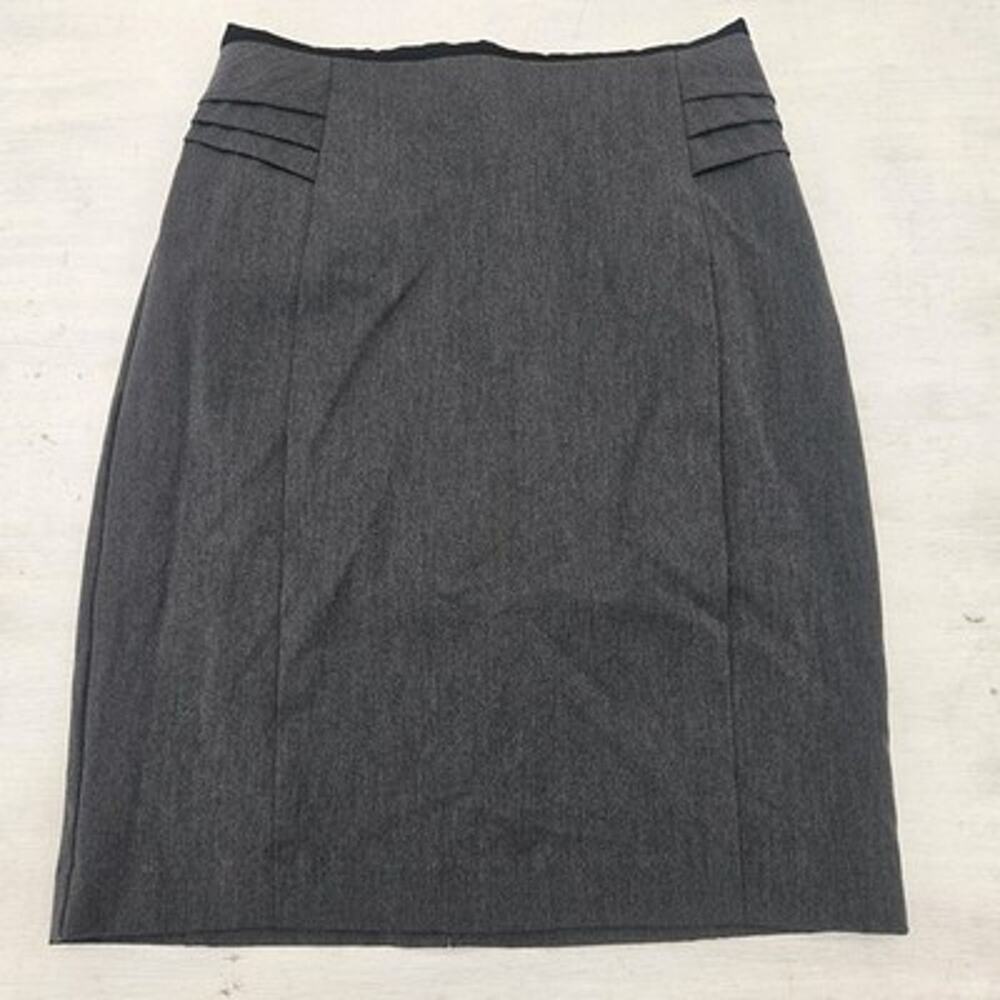 Express Pencil Skirt Womens 6 Gray Straight Lined Stretch Zip Back Slit